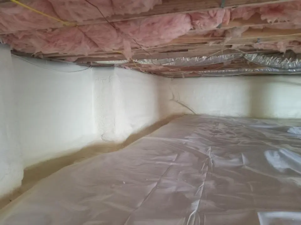 Crawl space encapsulation with closed-cell spray foam for Attic Insulation in Justin